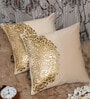 Cream Traditional Velvet 16 x 16 Inch Cushion Covers (Set of 2)
