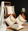 Cream Traditional Velvet 16 x 16 Inches Cushion Covers (Set of 5)