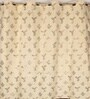 Cream Velvet Leaf Print 5Ft Ring Top Window Curtain Pack of 1