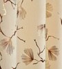 Cream Velvet Leaf Print 7Ft Ring Top Door Curtain Pack of 1