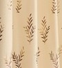 Cream Velvet Leaf Print 7Ft Ring Top Door Curtain Pack of 1
