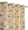 Cream Velvet Leaf Print 7Ft Ring Top Door Curtains Pack of  2