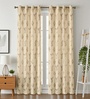 Cream Velvet Leaf Print 9Ft Ring Top Long Door Curtain Pack of 1