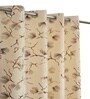 Cream Velvet Leaf Print 9Ft Ring Top Long Door Curtain Pack of 1