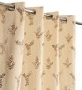 Cream Velvet Leaf Print 9Ft Ring Top Long Door Curtains Pack of  2