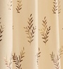 Cream Velvet Leaf Print 9Ft Ring Top Long Door Curtains Pack of  2
