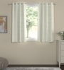 Cream Velvet Solid 5ft Regular Eyelet Window Curtains (2 Pc)