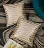 Cream Velvet Striped 16X16 Inches Cushion Covers (Pack of 2)