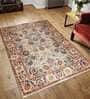 Cream Viscose Washed-out 5.3 ft x 7 ft Machine Made Carpet