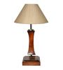 Beige Fiber Shade Table Lamp with Brown Base