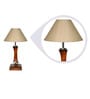 Beige Fiber Shade Table Lamp with Brown Base