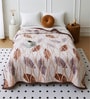 Brown Wool Floral 350 GSM Premium Double bed blanket