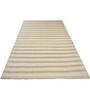 Cream Striped Wool 5 ft x 7 ft Hand Woven Carpet