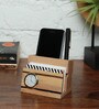 Creame Small Wood Pen Stand with Clock