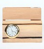 Creame Small Wood Pen Stand with Clock