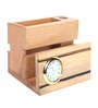 Creame Small Wood Pen Stand with Clock