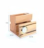 Creame Small Wood Pen Stand with Clock