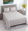 Creamy Beige Floral 400 TC Cotton Queen Size Flat Bedsheet With 2 Pillow Covers