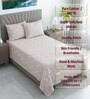 Creamy Beige Floral 400 TC Cotton Single Bed Size Flat Bedsheet With 2 Pillow Covers