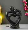 Creative Modern Double Heart Romantic Couple Statue Showpiece(Resin Black)| Home Decoration Items for Living Room Bedroom Hall Office|Home Decor Gifts for Birthday Housewarming Anniversary