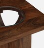 Creil Mango Wood End Table In Rustic Teak Finish With Glass Top