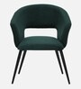 Crescencia Arm Chair In Emerald Green Velvet Fabric With Black Powder Coated Base