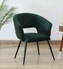 Crescencia Arm Chair In Emerald Green Velvet Fabric With Black Powder Coated Base