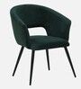 Crescencia Arm Chair In Emerald Green Velvet Fabric With Black Powder Coated Base