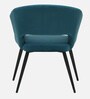 Crescencia Arm Chair In Teal Velvet Fabric With Black Powder Coated Base