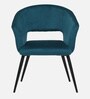 Crescencia Arm Chair In Teal Velvet Fabric With Black Powder Coated Base