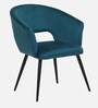 Crescencia Arm Chair In Teal Velvet Fabric With Black Powder Coated Base