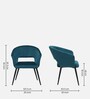 Crescencia Arm Chair In Teal Velvet Fabric With Black Powder Coated Base