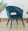 Crescencia Arm Chair In Teal Velvet Fabric With Black Powder Coated Base