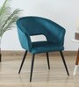 Crescencia Arm Chair In Teal Velvet Fabric With Black Powder Coated Base