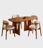 Crescent 4-Seater Dining Table Set In Mango Wood Finish