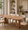 Crescent 6-Seater Dining Table Set In Mango Wood Finish
