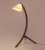 Crescent Beige Khadi Shade Novelty Floor Lamp With Wood Base