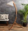 Crescent Beige Khadi Shade Novelty Floor Lamp With Wood Base