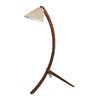 Crescent Beige Khadi Shade Novelty Floor Lamp With Wood Base