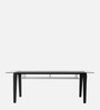 Crescent Glass Top 8 Seater Dining Table in Dark Chocolate Colour