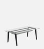 Crescent Glass Top 8 Seater Dining Table in Dark Chocolate Colour