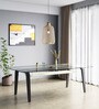 Crescent Glass Top 8 Seater Dining Table in Dark Chocolate Colour