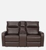 Crescent Leatherette 2 Seater Manual Recliner In Brown Colour