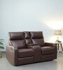 Crescent Leatherette 2 Seater Manual Recliner In Brown Colour