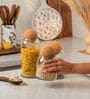 Set of 3 Crest Glass Jar Set Glass Storage Jars with Spherical Cork Lids