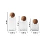 Set of 3 Crest Glass Jar Set Glass Storage Jars with Spherical Cork Lids
