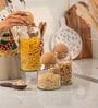 Set of 3 Crest Glass Jar Set Glass Storage Jars with Spherical Cork Lids
