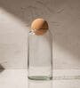 Set of 3 Crest Glass Jar Set Glass Storage Jars with Spherical Cork Lids
