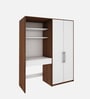 Crest Hutch Desk Cum Wardrobe In Walnut and Frosty White Finish