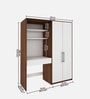 Crest Hutch Desk Cum Wardrobe In Walnut and Frosty White Finish
